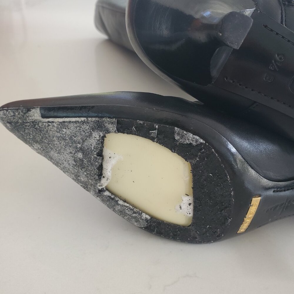Stunning Cole Haan NikeAir Black Leather Kitten Heel Boots Needs Sole Repair 9.5 - Picture 12 of 13